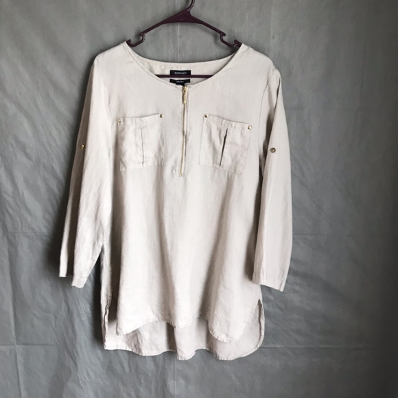 Jones New York Tops - Jones & CO tan linen shirt